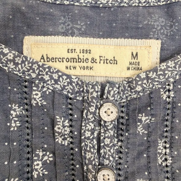 VTG. Abercrombie Fitch Blue Floral Button Front Tie Crop Top Cami Womens Medium - Image 6
