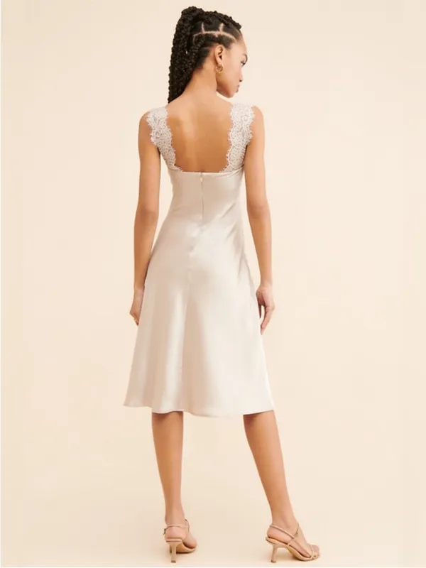 Hansen and Gretel Lucille Slip Dress In Champagne- size Large - Image 3