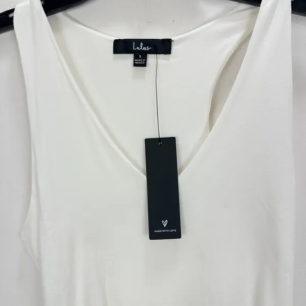 Lulus Feel Like Dancing White Crop Top Minimalist Stretch Jersey Knit Small NWT - Image 7