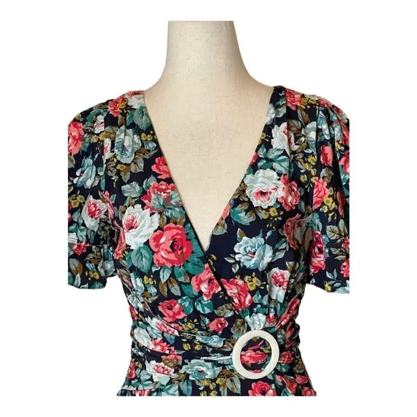 Majorelle Black‎ Floral Print Roosevelt Fit And Flare Mini Dress Size XS - Image 6