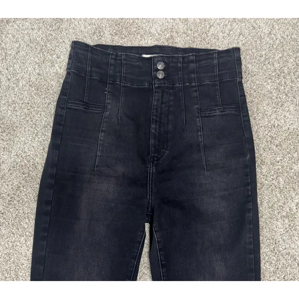 We The Free People Jayde Flare Jeans Onyx Black High Rise Stretch Denim Sz 31 - Image 4