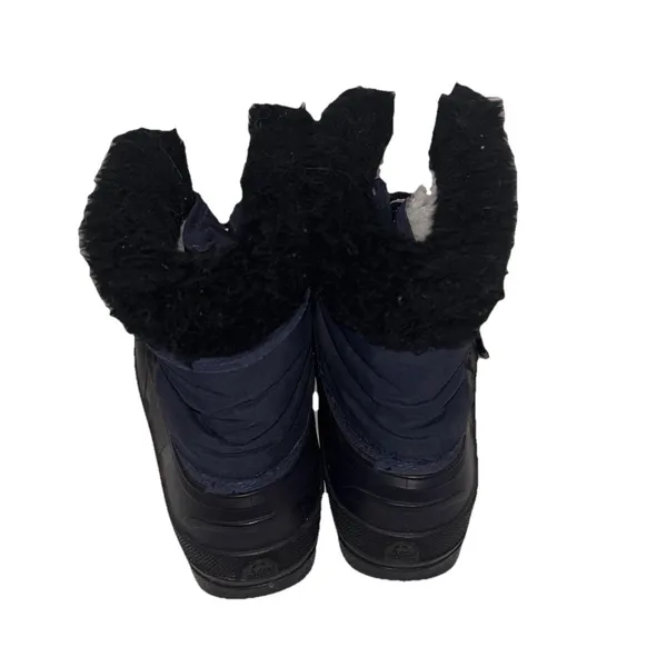 VTG Sorel Kaufman Canada Women 8 Navy Blue Black Faux Fur Trim Winter Snow Boots - Image 5