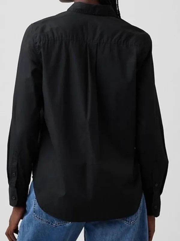 GAP Black Button up relaxed fit long sleeve Shirt size L front pocket minimalist - Image 4