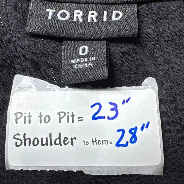 Torrid Black Sheer Long Sleeve Blouse V Neck‎ Peplum Tassel Tie Plus Size - Image 3
