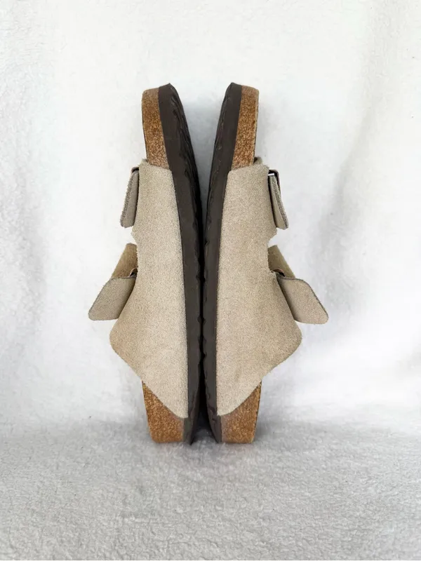 Birkenstock Women’s Suede 2-Strap Buckle Slide Sandals Beige EU 37 US 6 - Image 7
