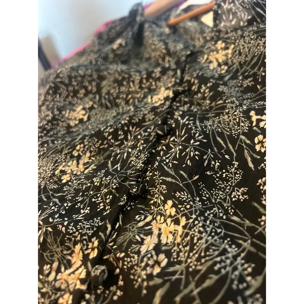 ASTR the LABEL Midi Peasant Dress Printed Black Dark Cottagecore NWT Size XS - Image 4