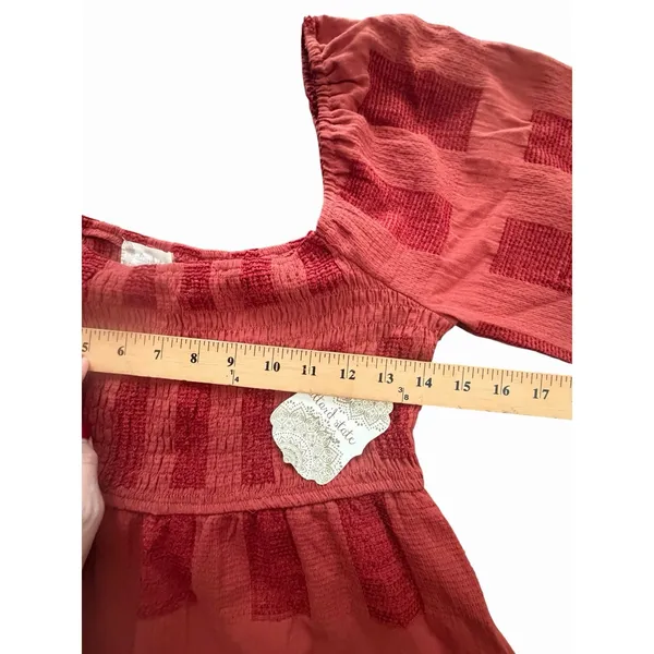 Altar'd State Rust Tiered Ruffle Mini Dress Smocked Long Sleeve Medium NWT #C2-1 - Image 10