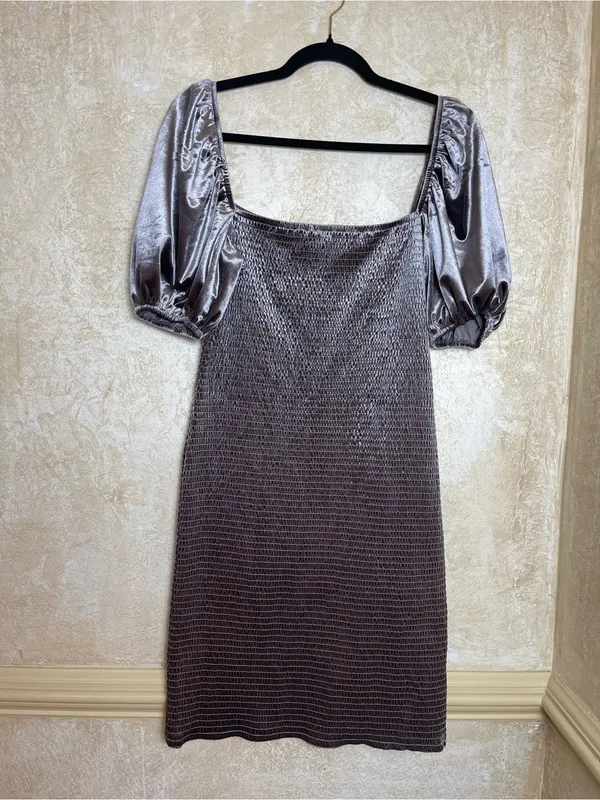 Anthropologie Mare Mare Balloon Sleeve Mini Velvet Smoked Dress Sz L - Image 3