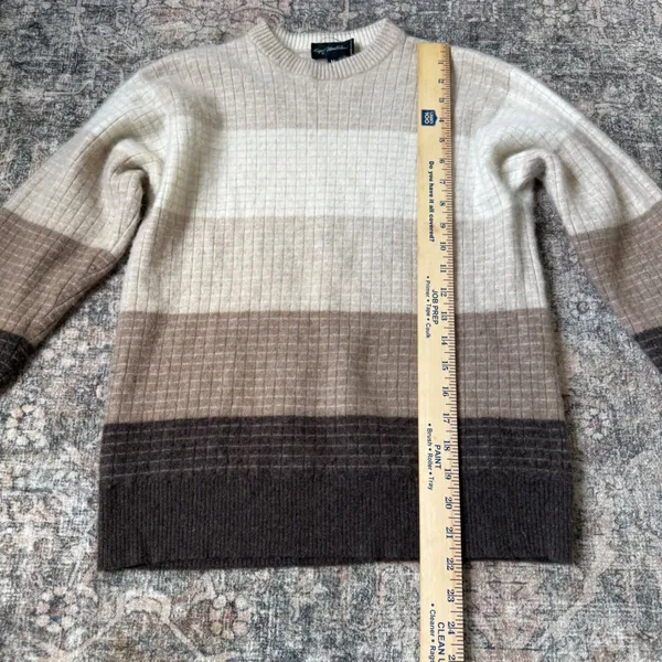 Enzo Mantovani Italy 100% Cashmere Sweater Womens M Brown Neutral Colorblock - Image 5