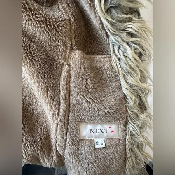 Faux Suede Tan Women's Long Coat with Faux Fur Trim - Image 6