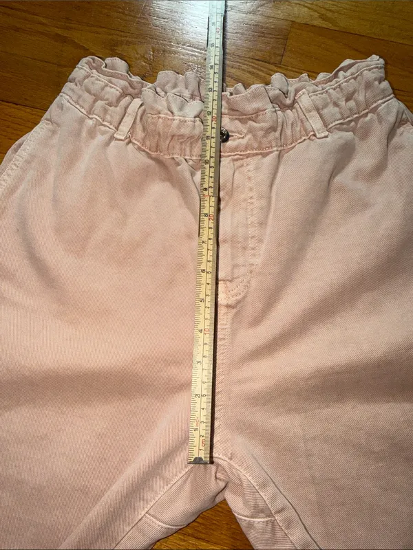 Zara Pale Pink Drawstring Paperbag Waist Chinos - Image 3