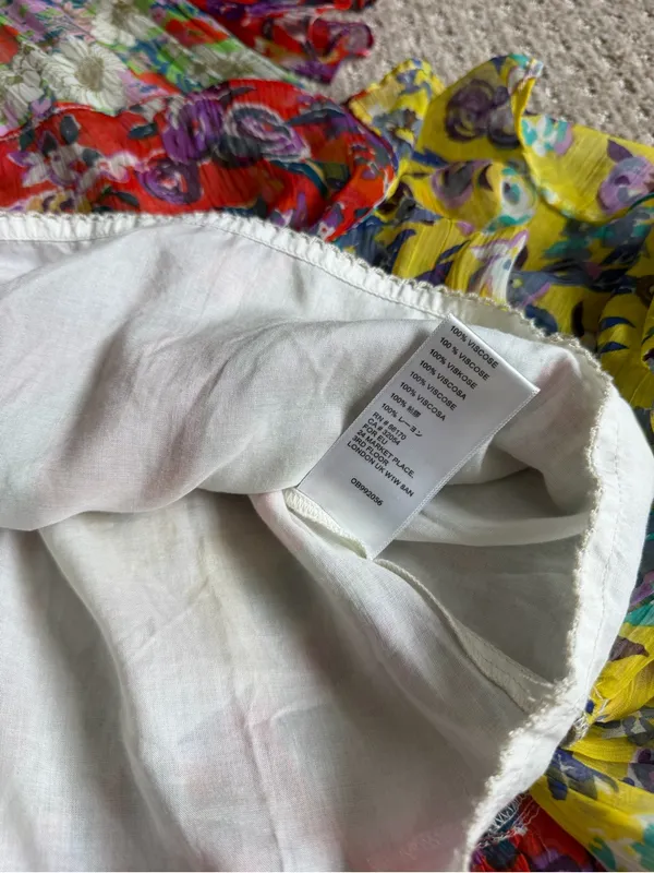 Anthropologie Yellow Floral Pleated Dress with Purple and Teal Accents size 0 - Image 3