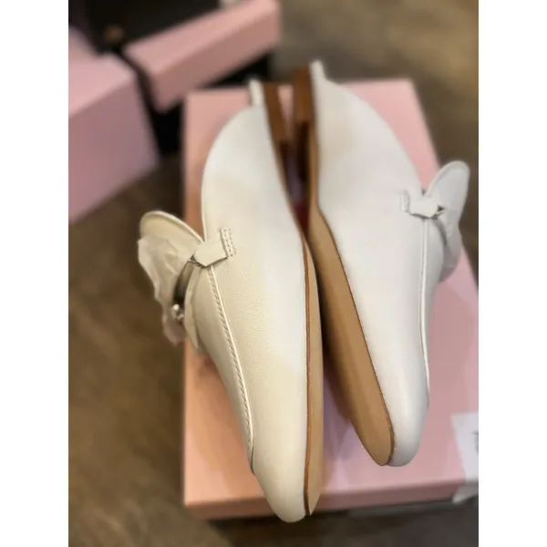 KATE SPADE NEW‎ YORK Laura Square Toe Flat Mules Women's White Leather Size 9 - Image 8