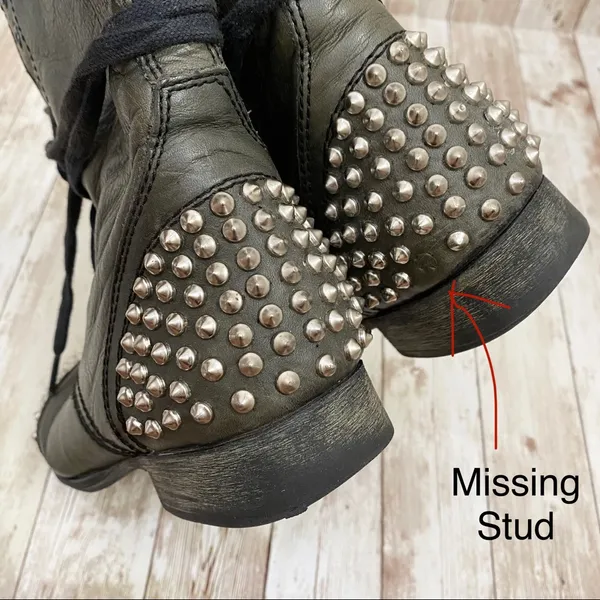STEVE MADDEN “Tarnney” Dark Olive Green Leather Studded Combat Boots Size 7.5M - Image 14