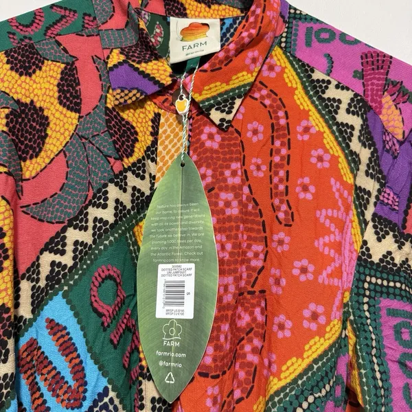 Farm Rio NWT Dotted Patch Scarf Colorful Bold Jumpsuit Size Small - Image 8