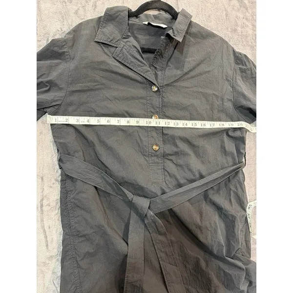 8 Seconds Shirt Dress Womens Gray Short Sleeve Belted Utility Cotton Blend M - Image 7