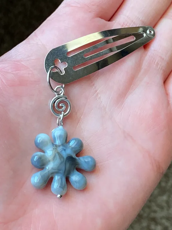 Handmade spiral swirl uzumaki & unique flower spike funky boho y2k hair clip🌀 - Image 6