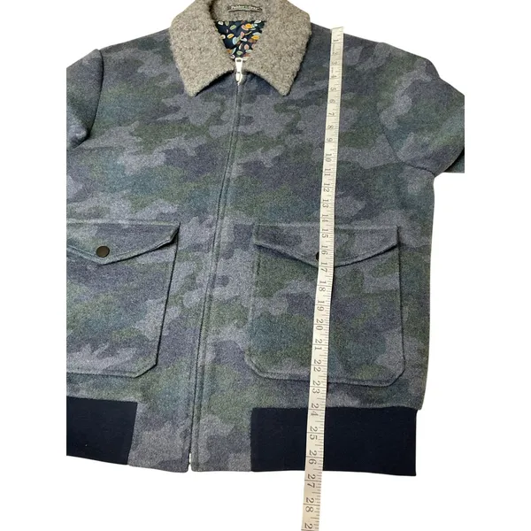 Paisley & Gray‎ Camo Bomber Jacket Blue Grey Faux Shearling Collar Slim Fit XL - Image 8