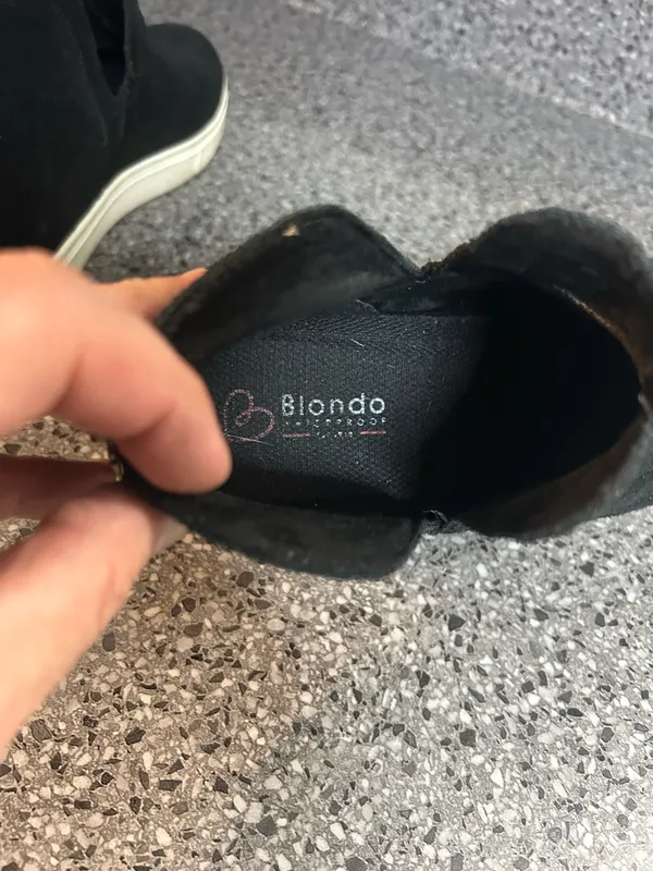 Blondo Black Suede Wedge Sneaker with White Sole - Image 5