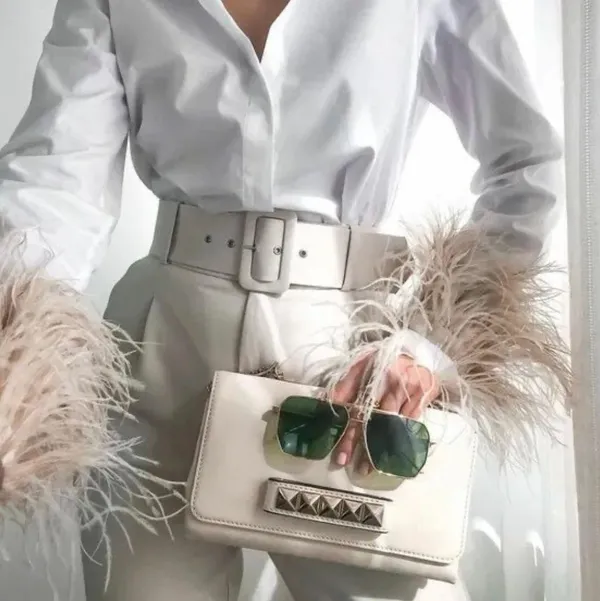 ZARA ecru high waisted belted fabric pants blogger favorite - Image 3