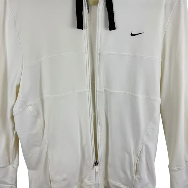 Nike Vtg Y2K Womens Ivory Full Zip Hoodie Jacket Athletic Fit Dry Technology XXL - Image 6