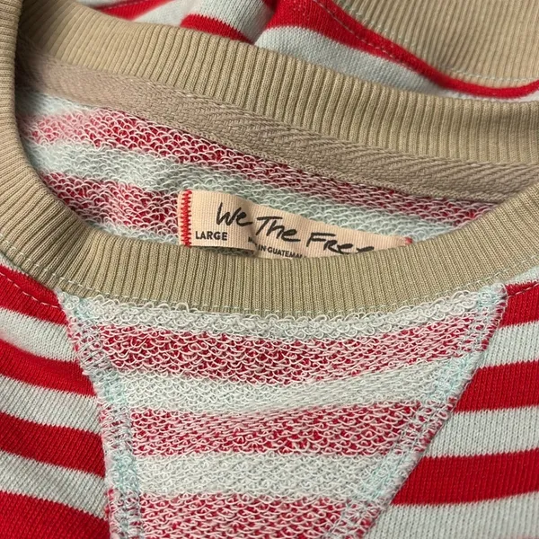 NEW! We The Classic Striped Oversized Crewneck Sweatshirt LARGE Red - Image 4