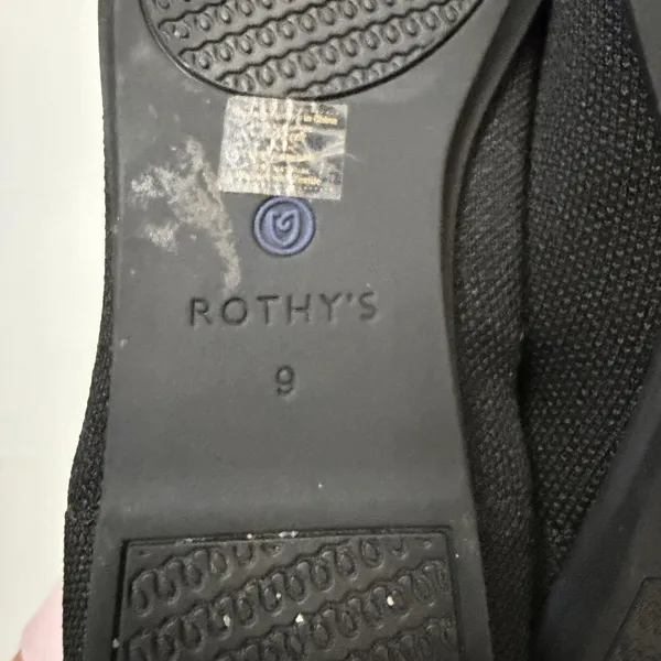 Rothys The Flat Ballet Flat Shoes Womens Size 9 Black Knit Slip On Comfort - Image 9