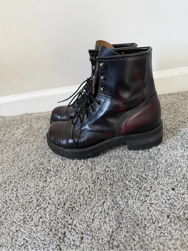 Women's Durango Steel Toe Leather Work Boots Dark Brown Burgundy Accent Size 9 - Image 3