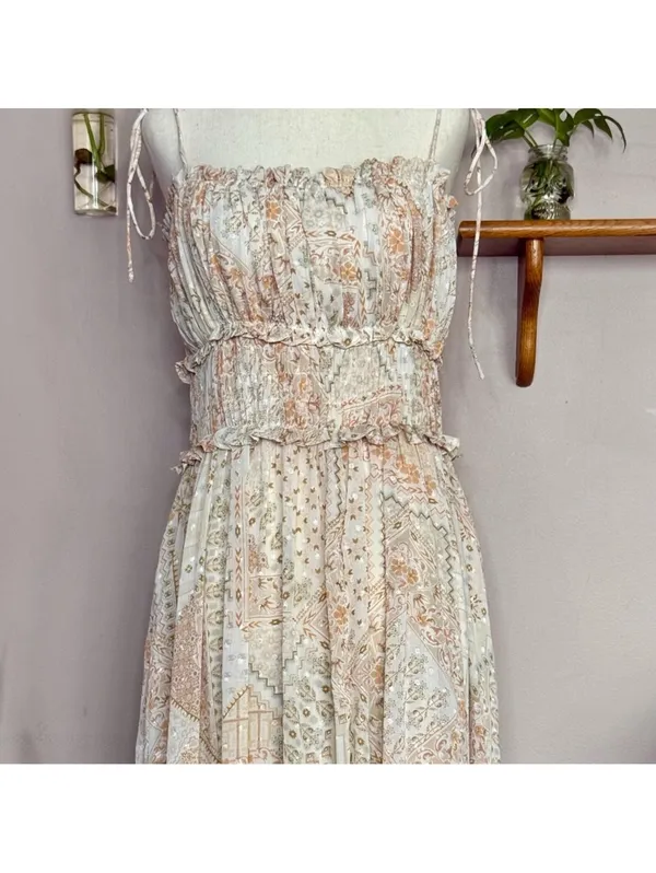 New with Tags Dress Forum Cream and Tan Patterned Maxi Dress - Image 3