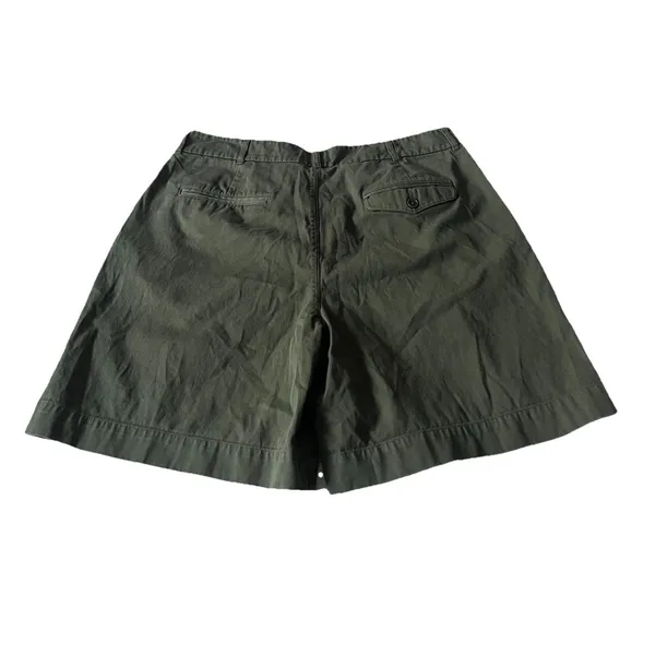 AYR Women’s Cotton High Rise Pleated Shorts Olive Size 12 - Image 4