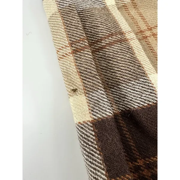 Vintage Pure New Wool Plaid Wrap Kilt Skirt Women’s XS Small Beige Brown Tartan - Image 9