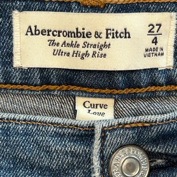 Abercrombie Fitch Ankle Straight Ultra High Rise med wash mild distress jeans 4R - Image 4