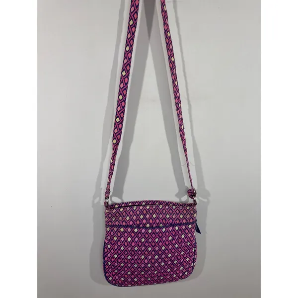 Vera Bradley Katalina Crossbody Bag Pink Blue Diamond Pattern‎ Quilted Boho Chic - Image 6