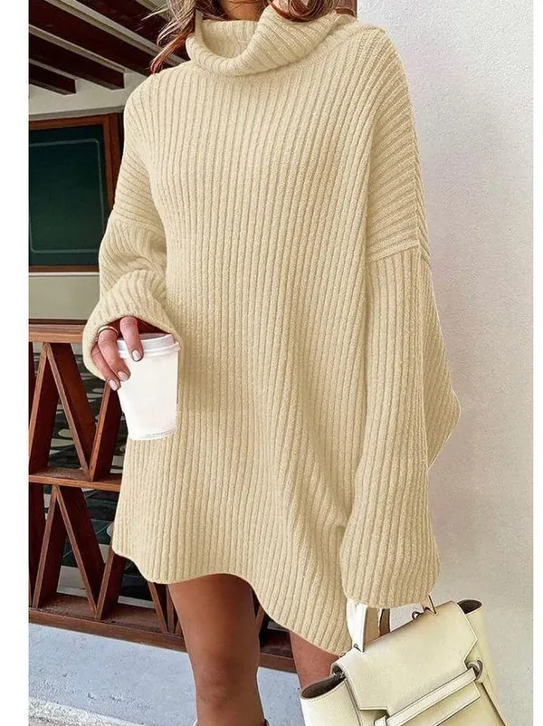 NEW Crewneck Batwing Sweater Oversized Ribbed Knit Pullover Top XL - Image 2