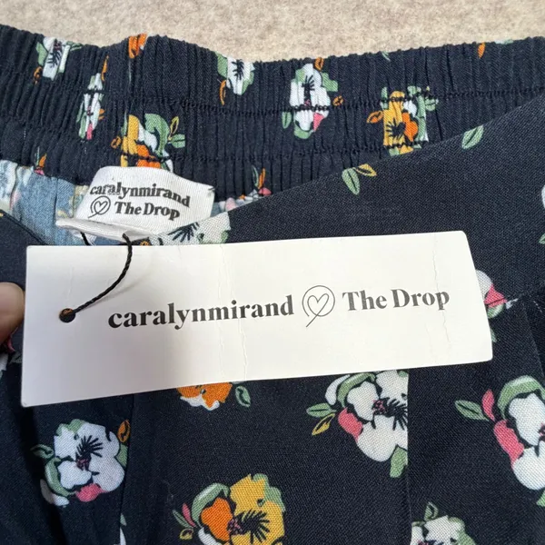 Caralyn Mirand x The Drop Navy Floral Print Wide‎ Leg Viscose Pants Small Boho - Image 5