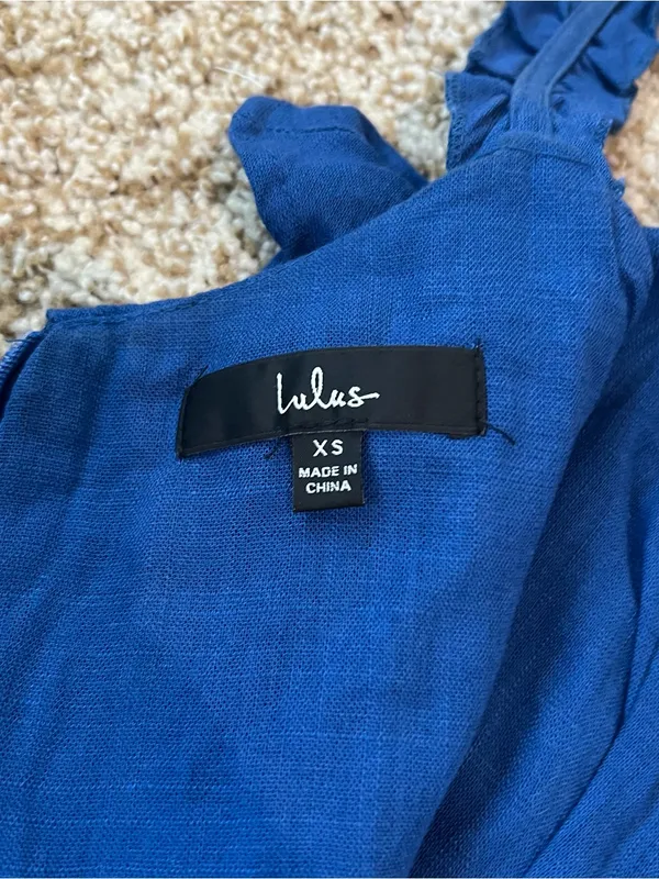 Lulus Days Like This Royal Blue Sleeveless Ruffled Linen Blend Mini Dress Sz XS - Image 12