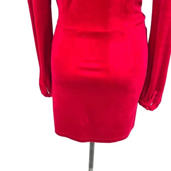 Yumi Kim Tie Me Over Red Velvet Dress Long Sleeve Wrap‎ Tie Size Large - Image 10