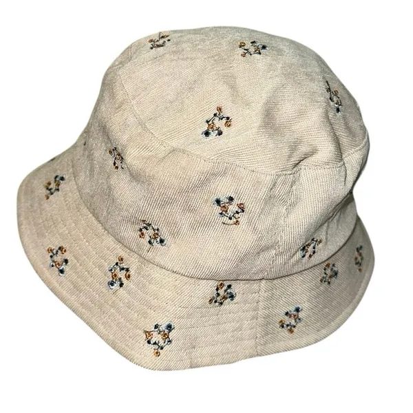 Floral‎ Embroidered Corduroy Bucket Hat Beige Cottagecore Boho OSFM - Image 2