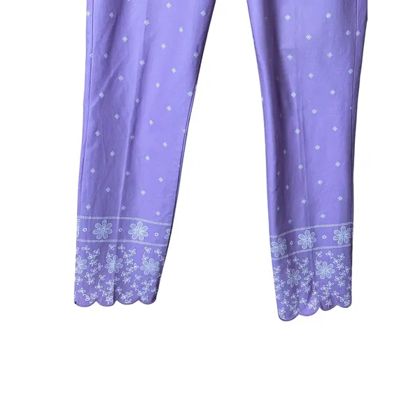 Old Navy Pixie Scallop Pants 10‎ Purple Floral Embroidered Preppy Cottagecore - Image 2