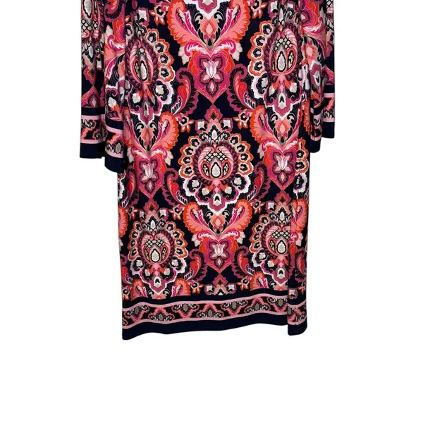 JH Womens Dress Shift Midi Long Sleeve Paisley Lined‎ Stretch Crew Neck Medium - Image 4