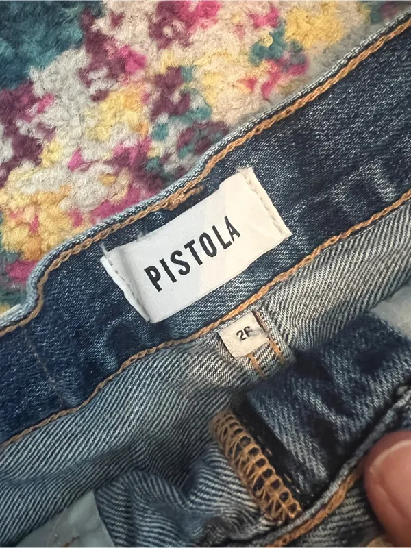 pistola medium blue distressed frayed denim shorts - Image 11