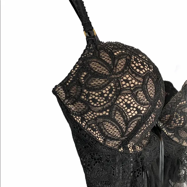 Victoria’s Secret Bustier Babydoll Top Goth Y2K Dark Romantic Whimsygoth 34C - Image 4