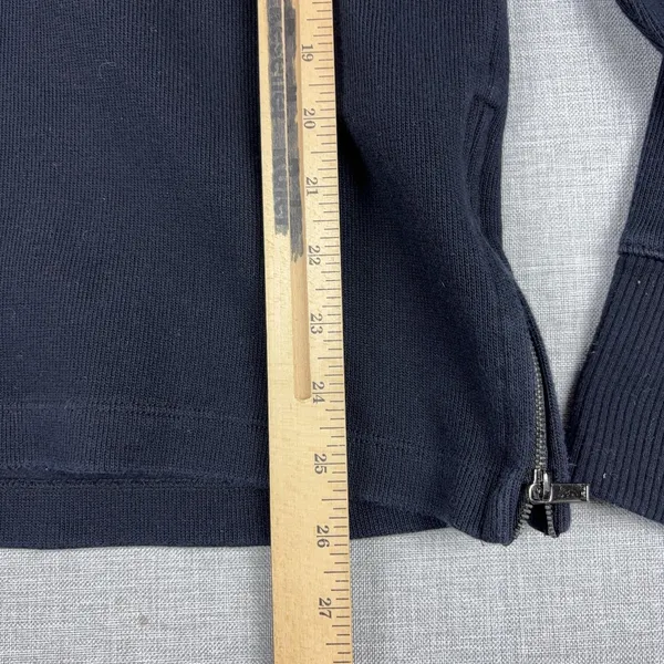 Lauren Ralph Lauren Sweater Womens S Black Cotton Hooded V Neck Side Zip Knit - Image 4