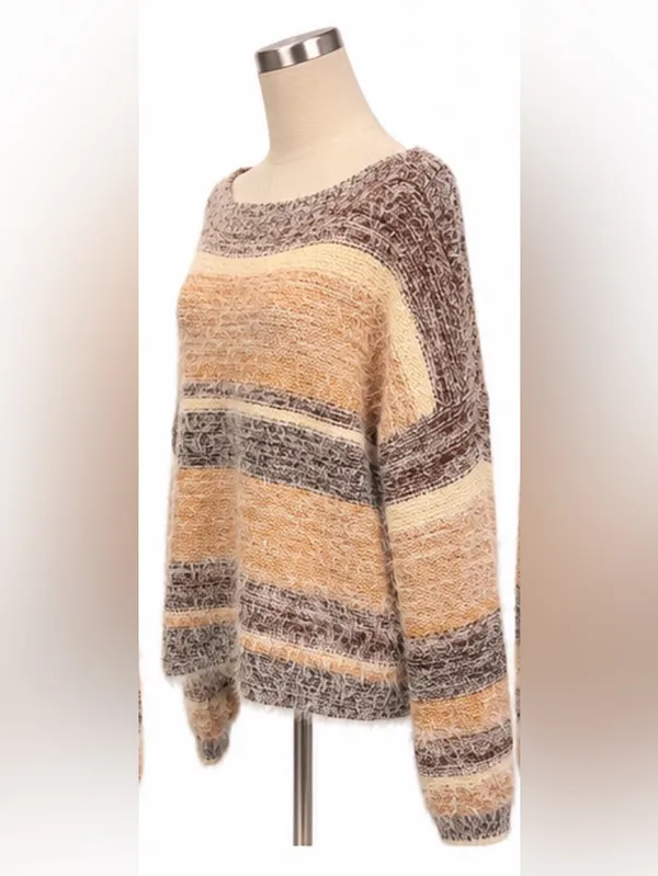 BKE Fuzzy Striped Sweater — Size Small - Image 2