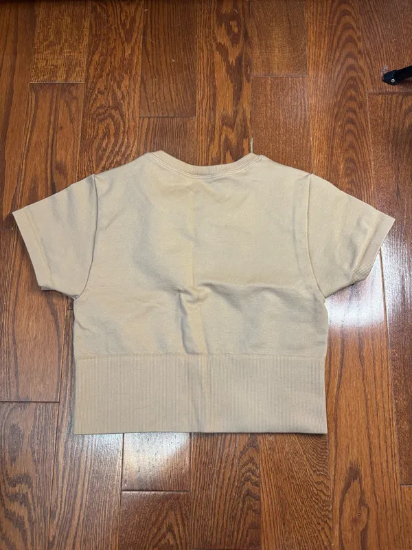 Offline aerie tan cropped short sleeve top XS - Image 6