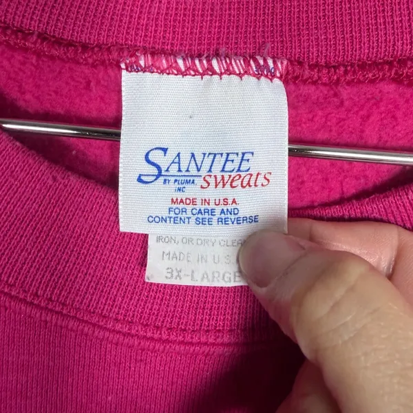 Vintage Santee Sweats Pluma Magenta Pink Floral Heart Graphic Sweatshirt 3XL USA - Image 3