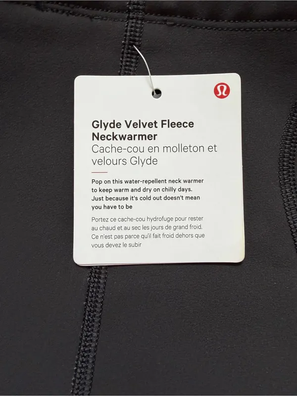 Lululemon Glyde Velvet Fleece Neckwarmer Black One Size Outdoor Sporty - Image 4