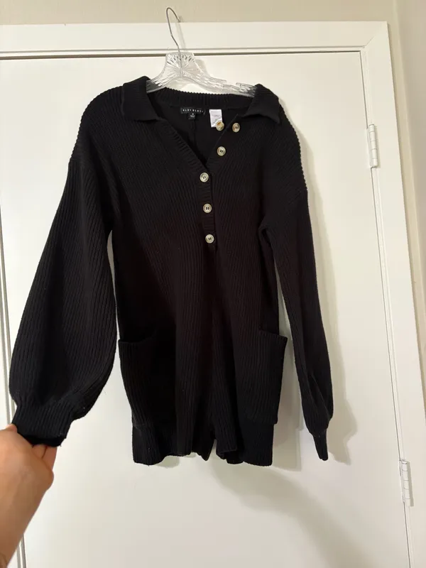 Blue Blush Riley Black Sweater Romper - Image 3