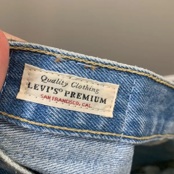 Levi's Premium 501 Button Fly Distressed/Ripped Light Wash Cutoff Jean Shorts - Image 3