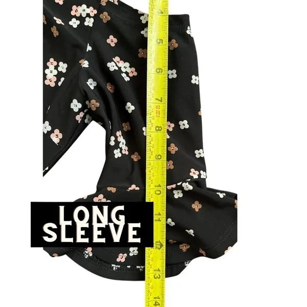 Tommy Hilfiger Women's Midi Dress Black Floral Size 2 Long Sleeve Boho Chic Fall - Image 8